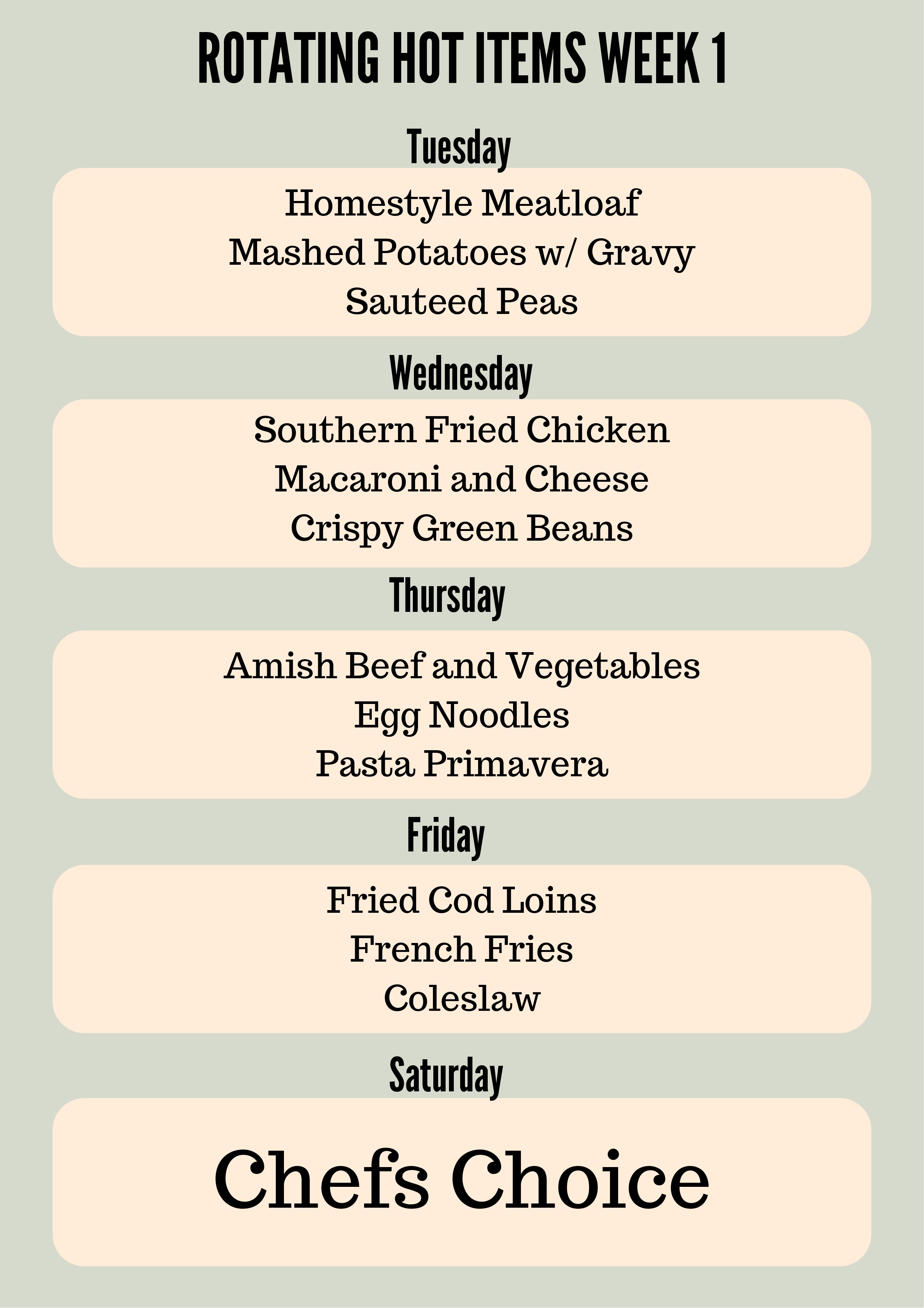 Rotating Hot Items Week 1